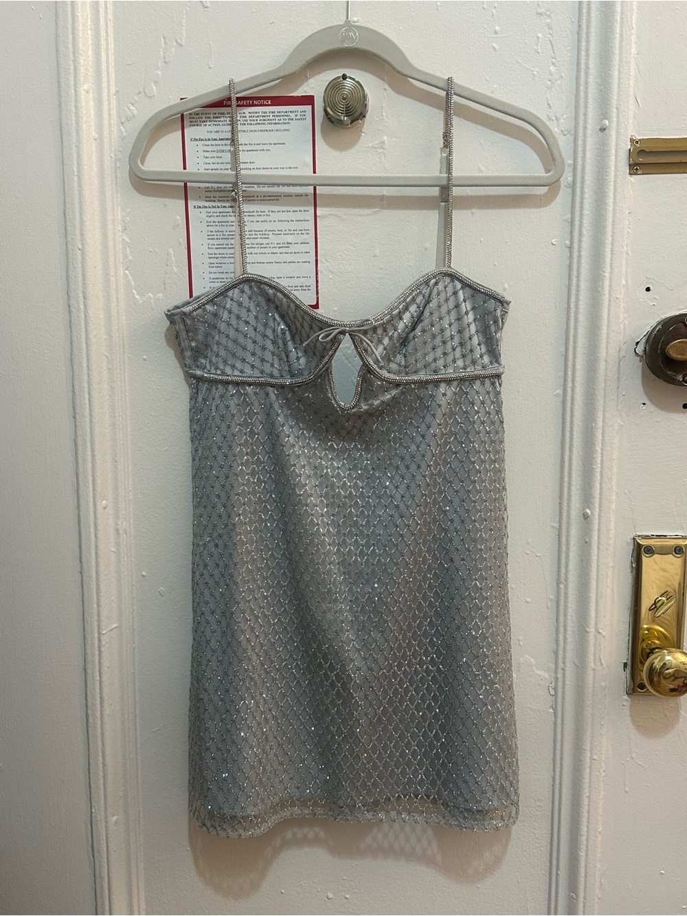 For Love and Lemons Silver Sequin Spaghetti-Strap Party Dress